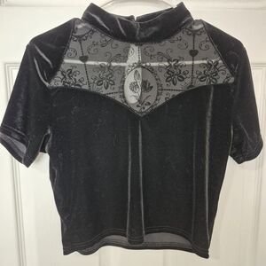 Disturbia Black Velvet Crop Top Size 10